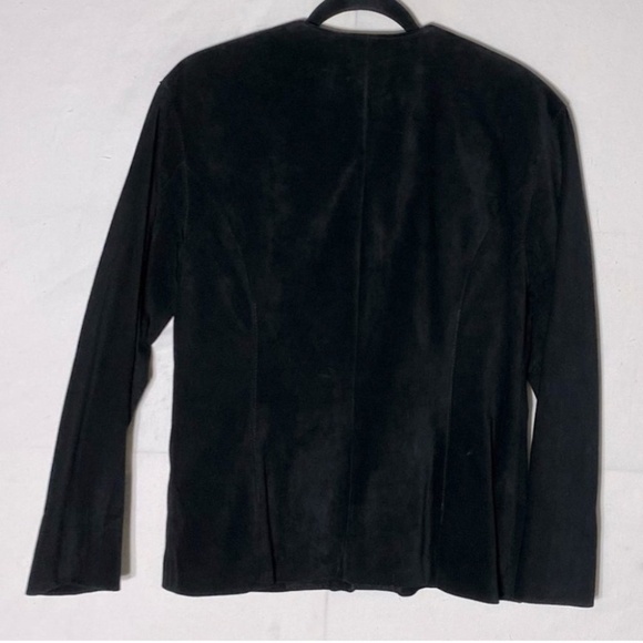 Vintage Danier Black Suede Button Front Light Jacket 90s Blazer S - Picture 12 of 13
